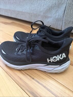 Hoka Black and White Performance Running Sneakers
